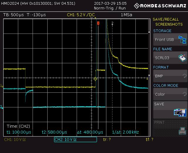 Oscilloscope comparison of Honda ECU and Power Commander V injector signals